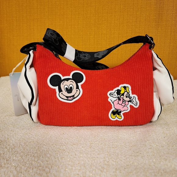 Loungefly Disney 100th Mickey Hands Gloves Red Corduroy Crossbody Handbag NEW - Picture 11 of 11